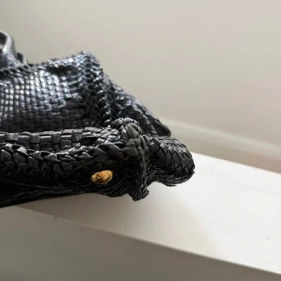 Prada Black Leather Woven Tote Bag - Picture 8 of 11